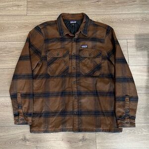 Patagonia Men's Insulated Fjord Flannel Owl Brown Jacket